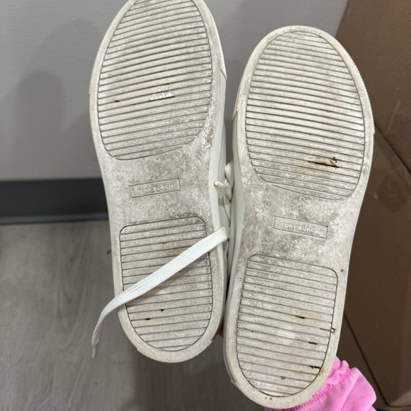 Tory Burch Sneakers Andrea Leather Colorblock Pattern in White Suede Pink - Picture 8 of 9